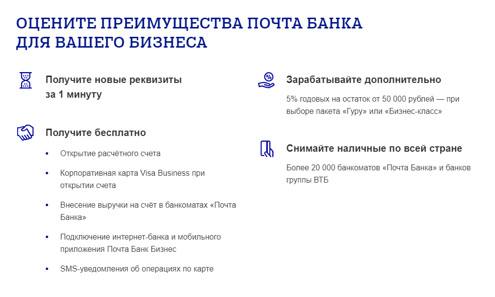 Преимущества Почта банка